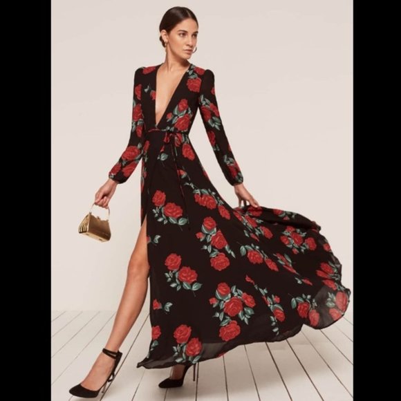 Reformation Milan Hera Carnation Maxi Wrap Dress - Picture 2 of 15